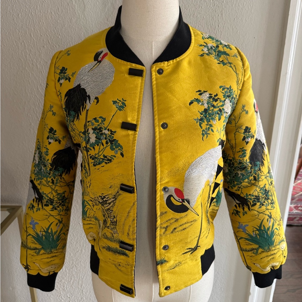 Maison Martin Margiela Yellow Bomber Jacket with Crane Design